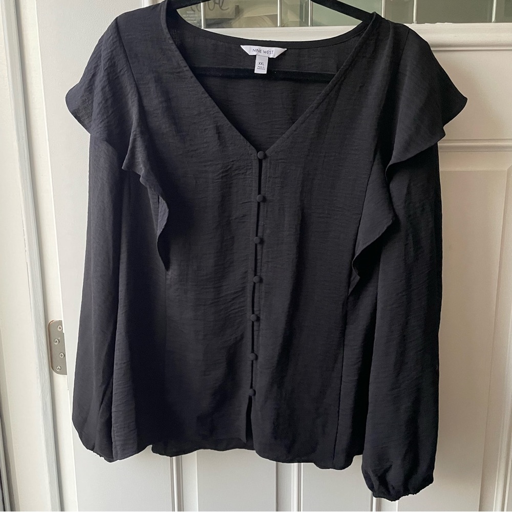 NINE WEST BLACK LONG SLEEVE BLOUSE